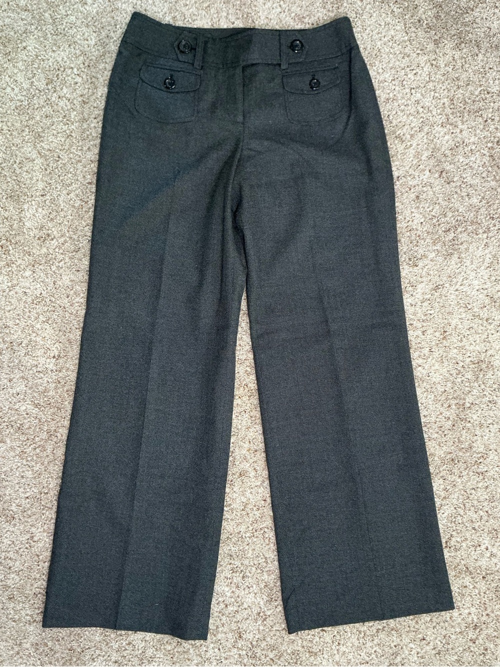 Ann Taylor Tweed Texture Charcoal Signature Fit Lined Dress Pants Sz 10